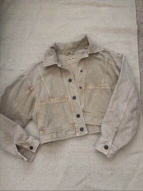 Free People cropped tan denim jacket